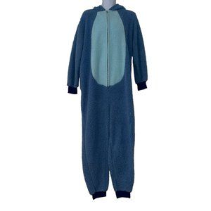 Disney Lilo & Stitch Pajamas Mens XL Costume Unionsuit Faux Sherpa Hoodie Hooded